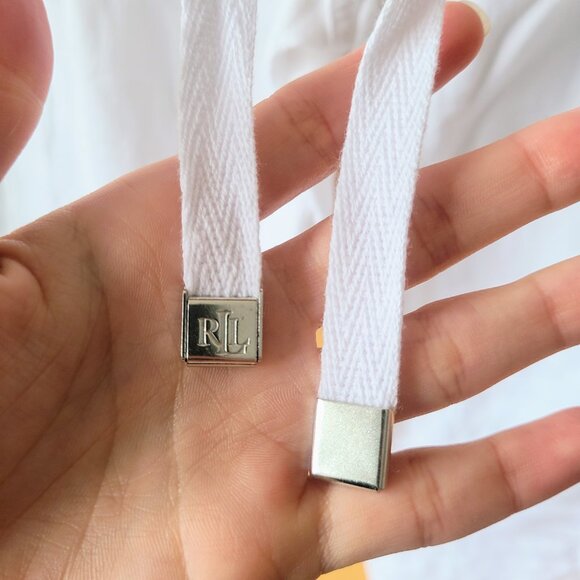 Lauren Ralph Lauren White 100% Linen Drawstring Straight Leg Pants Size 8 - Picture 11 of 16